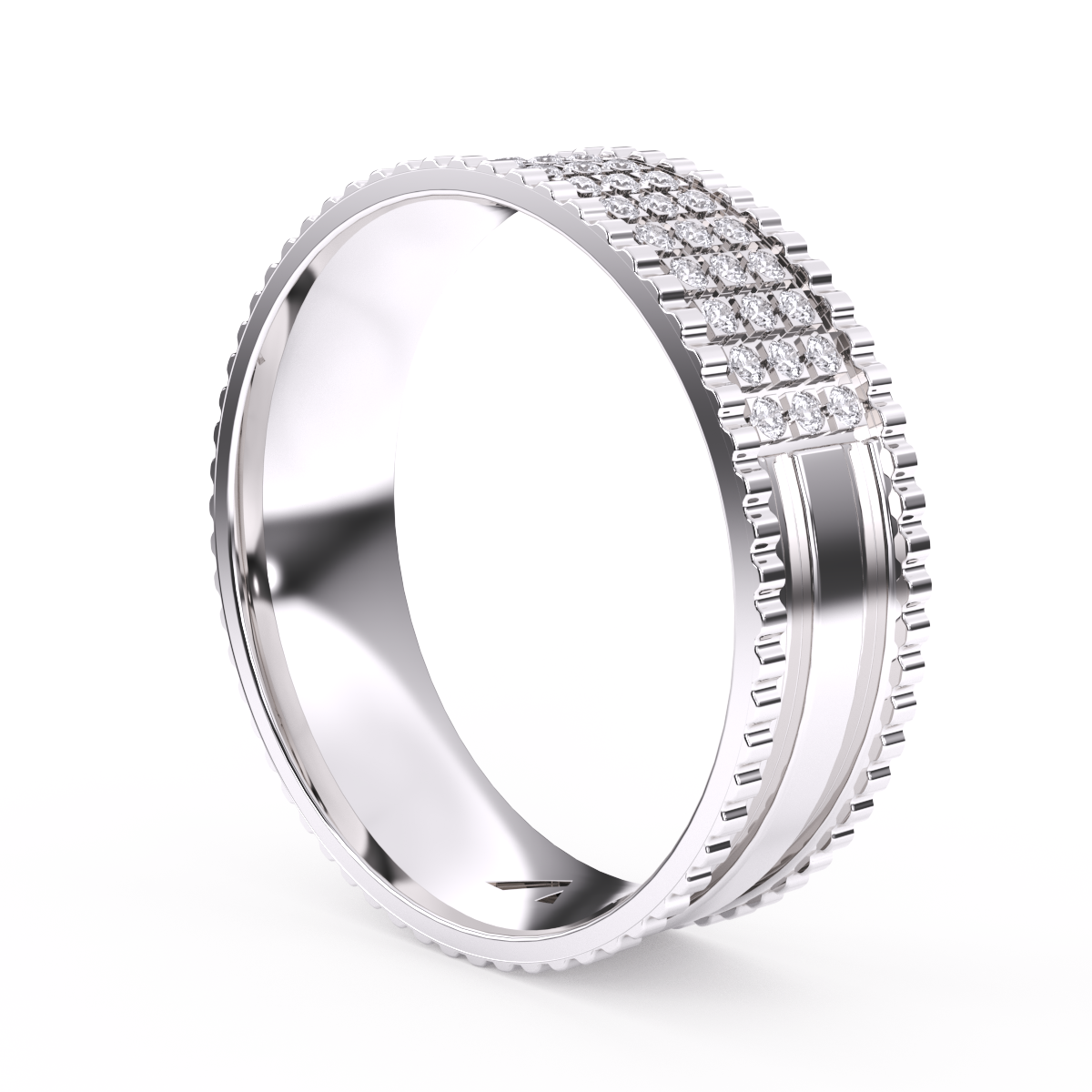 Round Full Eternity Men's Wedding Band